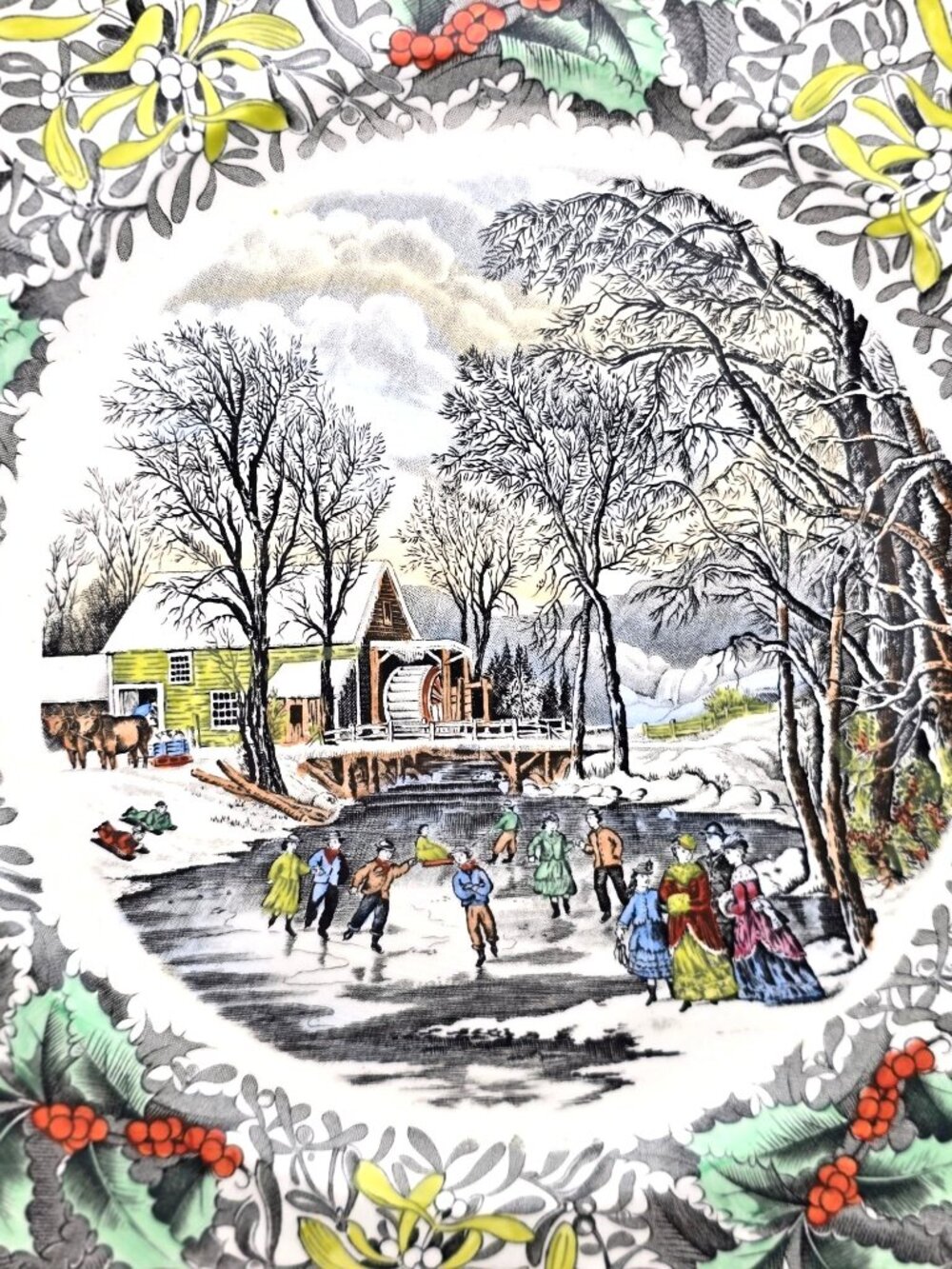 Adams China Winter Pastime 10.5" Dinner Plate Winter Scenes B. Altman England - Picture 2 of 12